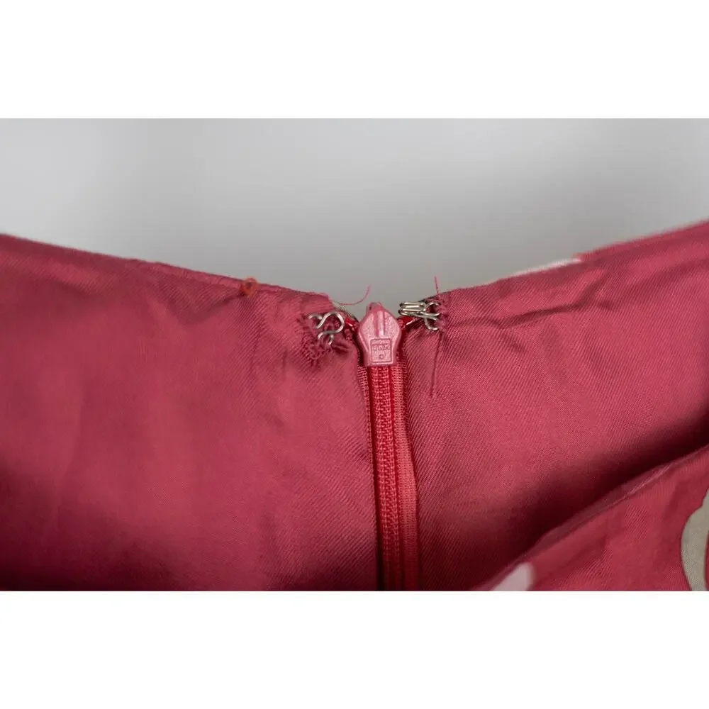 Elie Tahari Size 2 Silk Skirt A Line Lined Floral Red Pink